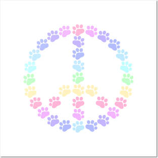 Pastel Peace Paws Posters and Art